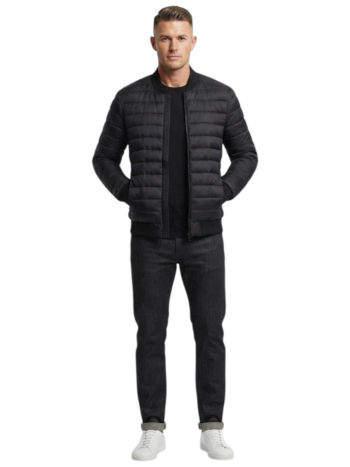 Image for Men's Quilted Jacket,Black