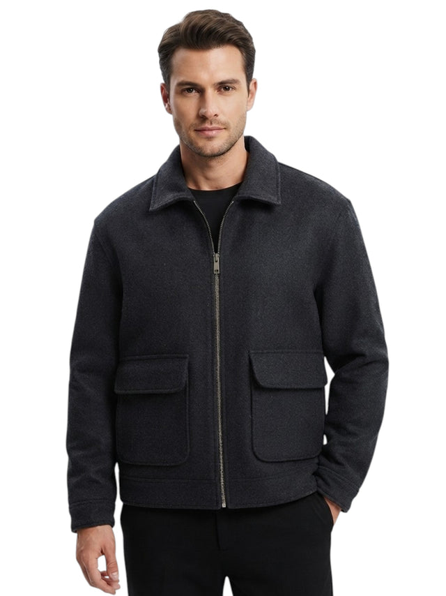 Image for Men's Plain Solid Jacket,Dark Grey