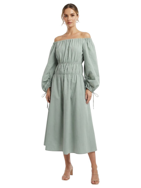 Image for Women's Plain Solid Dress,Dusty Mint Green