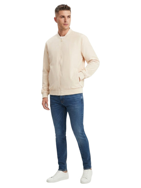 Image for Men's Plain Solid Jacket,Light Beige