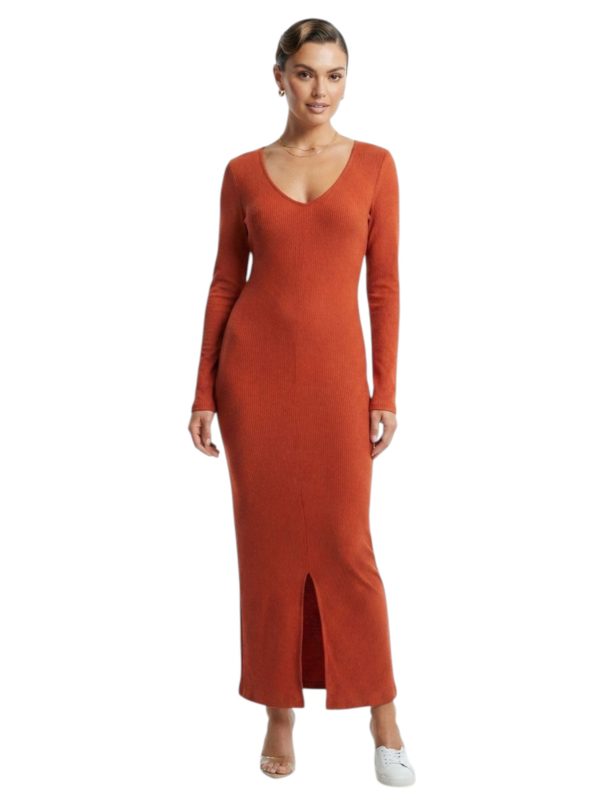 Image for Women's Ribbed Dress,Brick