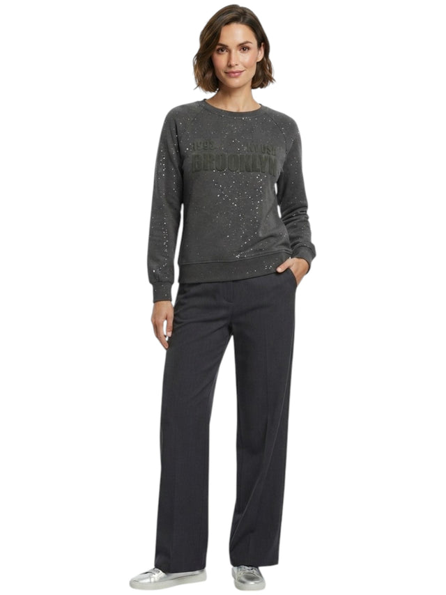 Image for Women's Printed Sweaters,Dark Grey