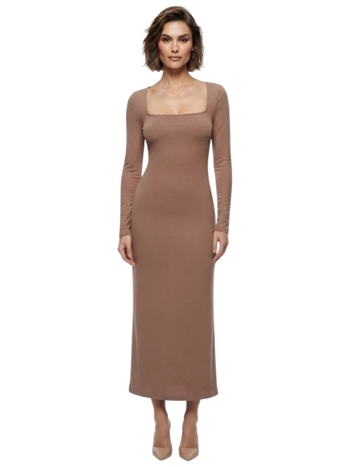 Image for Women's Plain Solid Dress,Brown