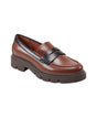 Image for Women's Plain Cube Lug Sole Penny Loafers Shoes,Brown