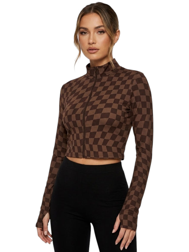 Image for Women's Plaid Top,Brown