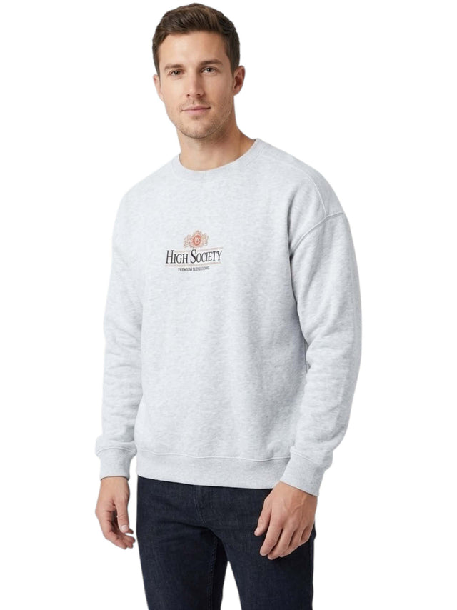 Image for Men's Brand Logo Printed Sweater,Grey