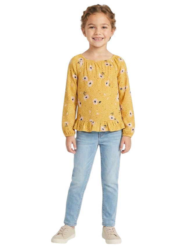 Image for Kids Girl's Printed Top,Yellow