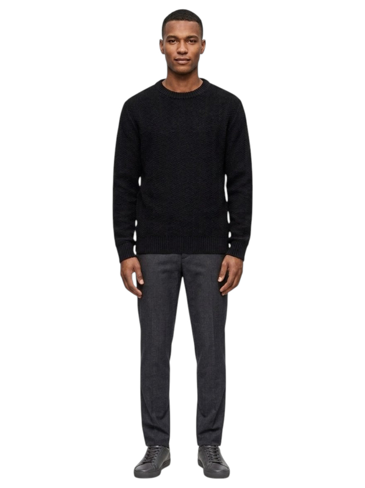 Image for Men's Textured Knitted Sweater,Black