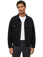 Image for Men's Plain Solid Denim Jacket,Black