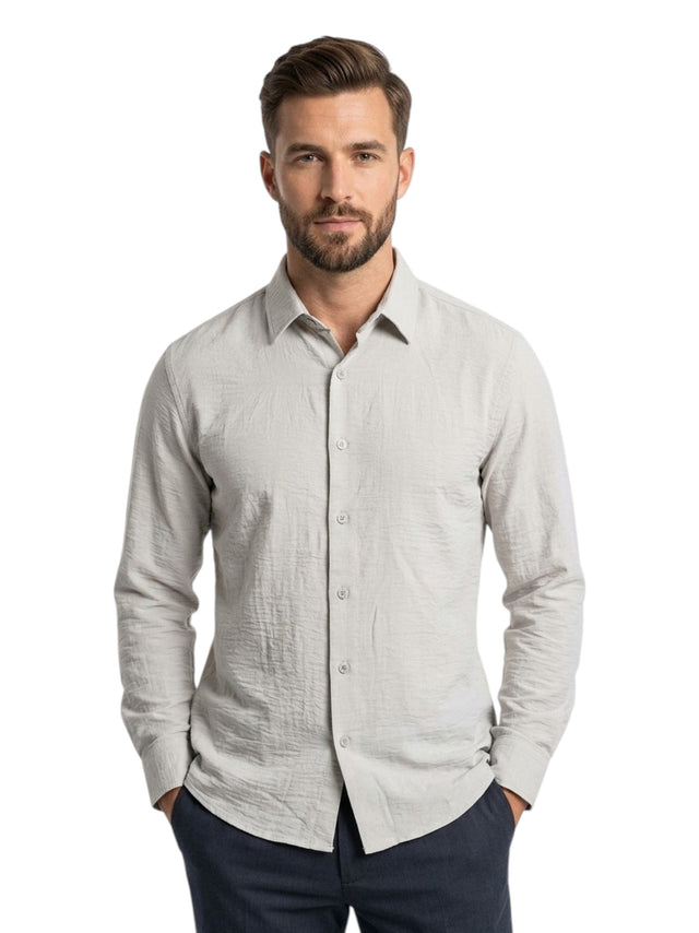 Image for Men's Plain Solid Linen Dress Shirt,Grey