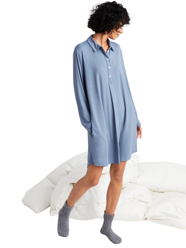 Image for Women's Plain Solid Sleepwear Dress,Dusty Blue