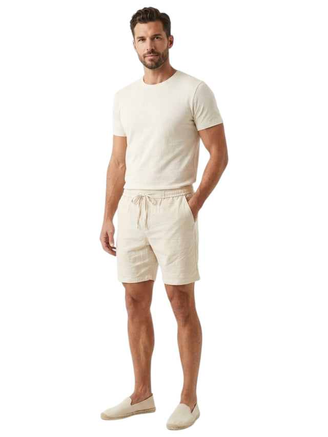 Image for Men's Plain Solid Linen Short,Beige