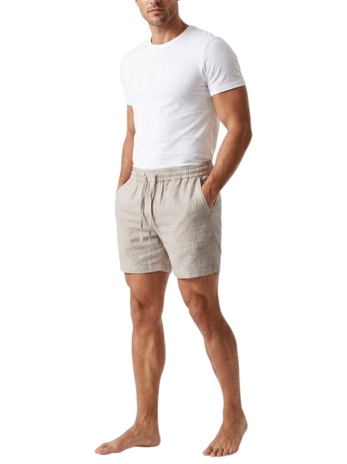 Image for Men's Plain Solid Linen Short,Grey