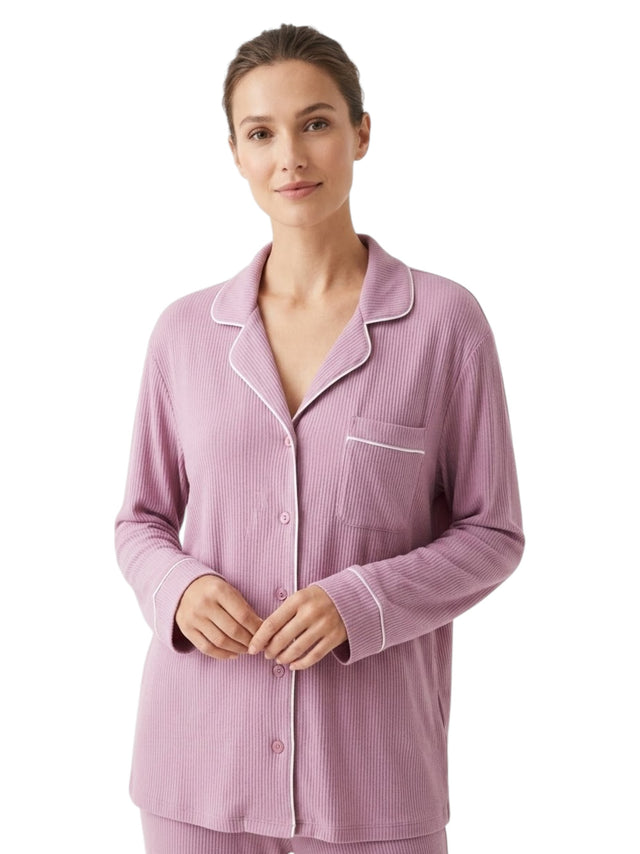 Image for Women's Ribbed Sleepwear Chemise,Berry Pink