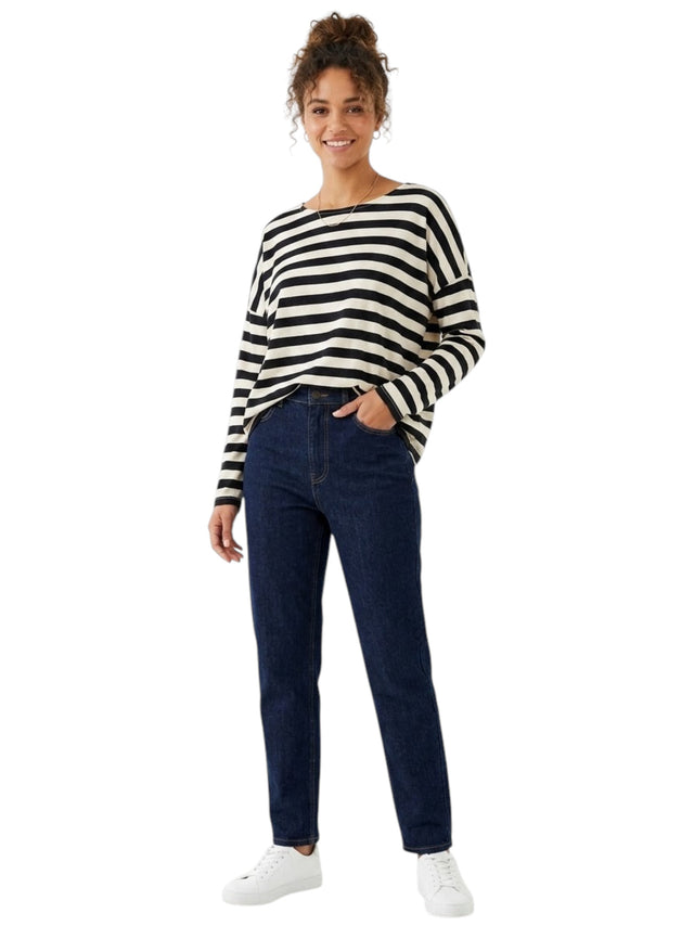Image for Women's Striped Top,Black/Beige