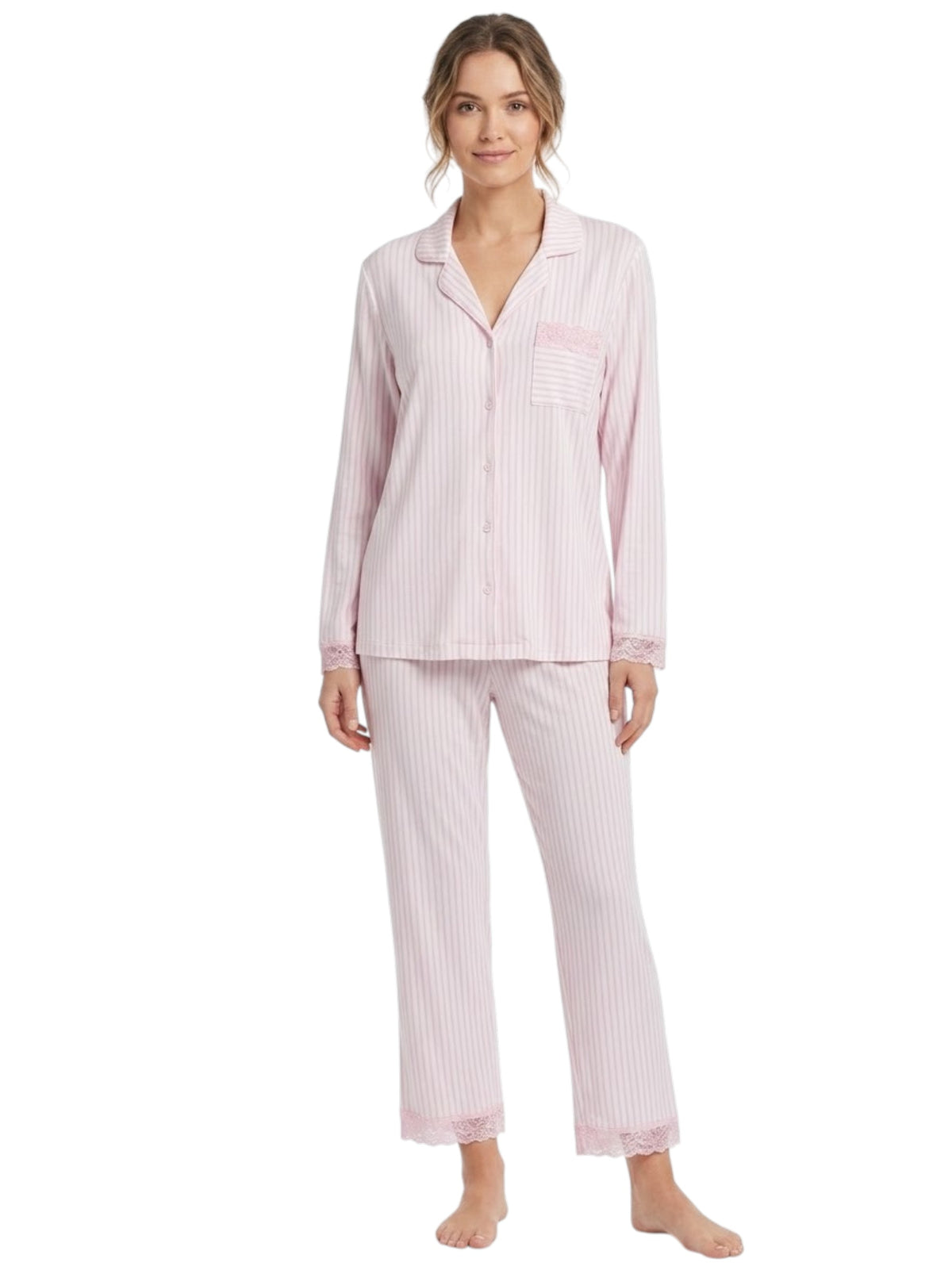 Image for Women's Striped Sleepwear Set 2Pieces,Pink/White