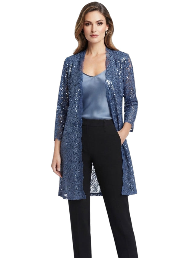 Image for Women's Lace Sparkly Cardigan,Dusty Blue
