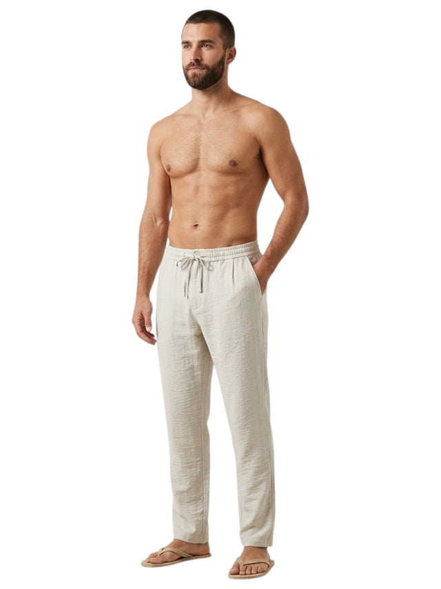 Image for Men's Plain Solid Linen Pant,Light Grey