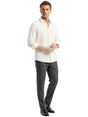 Image for Men's Plain Solid Linen Dress Shirt,White