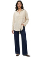 Image for Women's Plain Solid Linen Dress Shirt,Beige