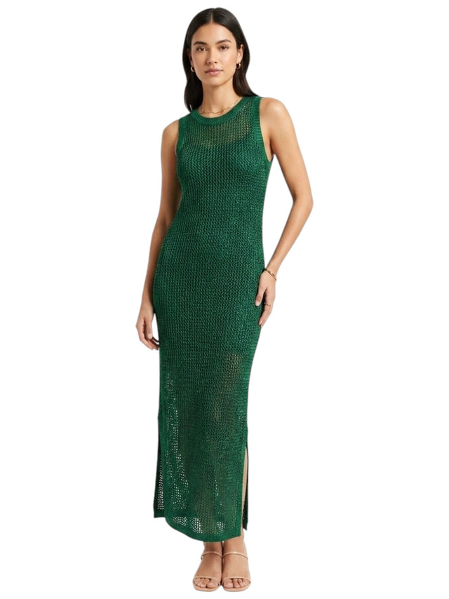 Image for Women's Open Knitted Dress,Green