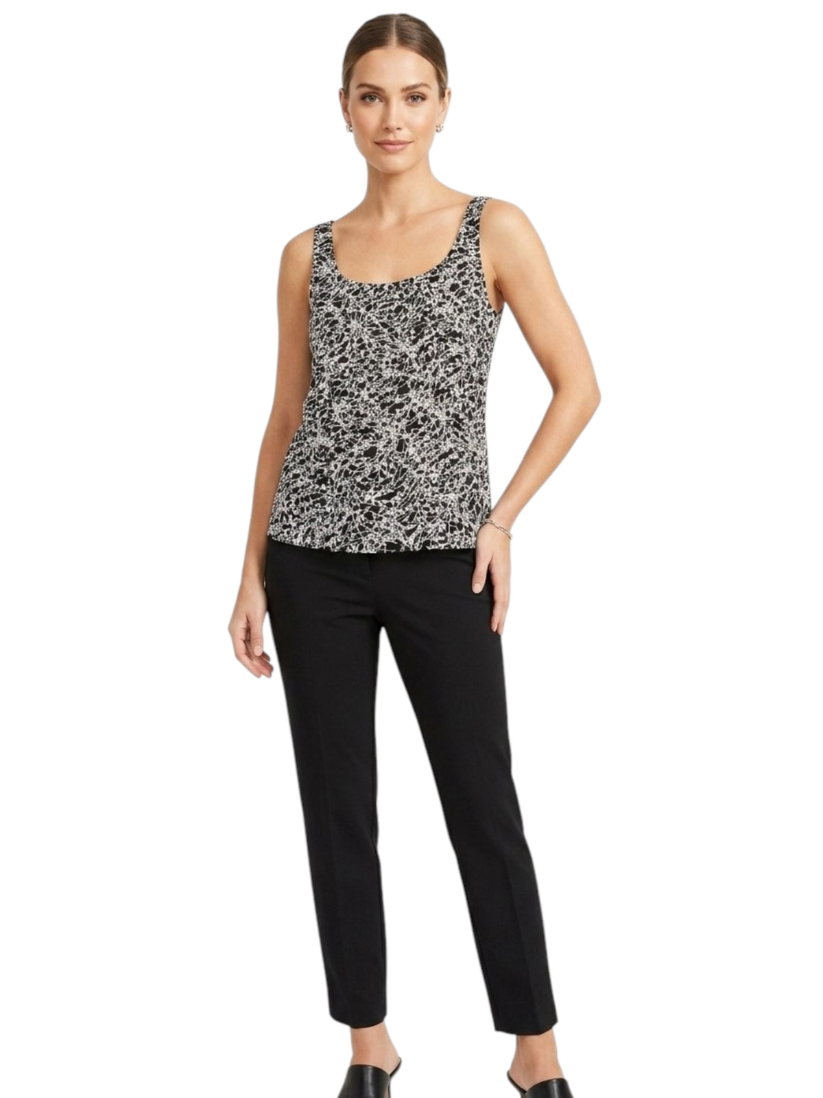 Image for Women's Printed Embroidered Top,Black