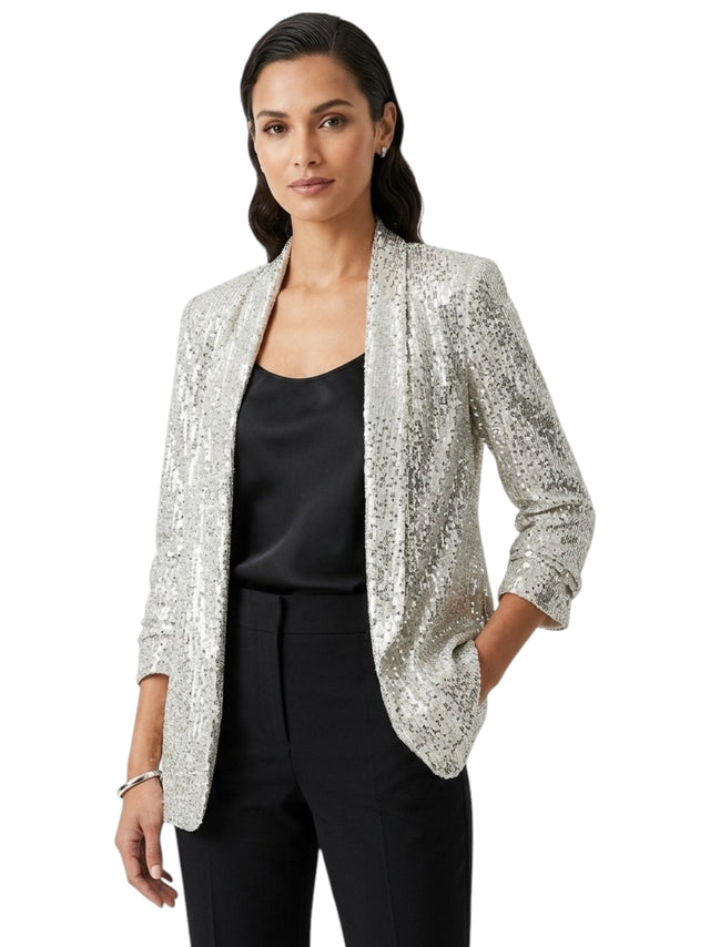 Image for Women's Sequin Blazer,Silver
