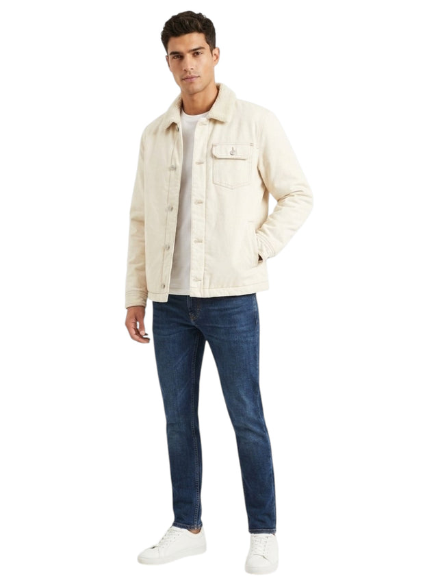 Image for Men's Plain Inside Faux Fur Jackets,Beige