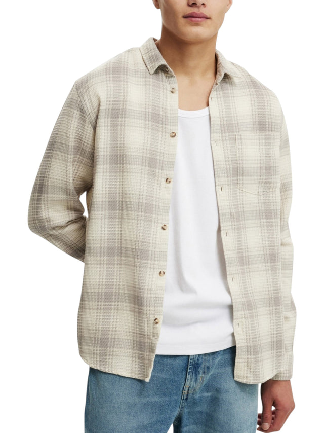 Image for Men's Textured Dress Shirt,Grey