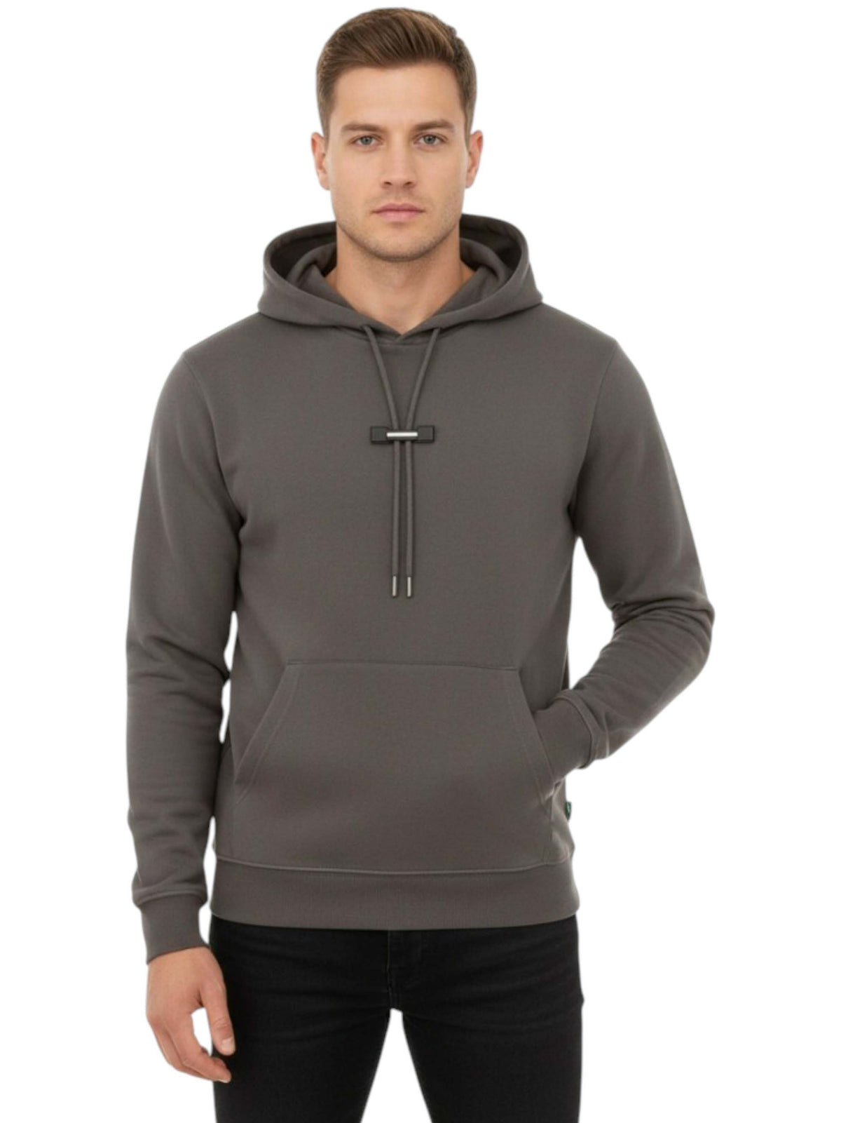 Image for Men's Plain Solid Hoodies,Dark Grey