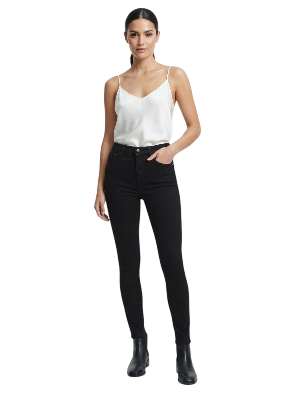 Image for Women's Plain Denim Pants,Black