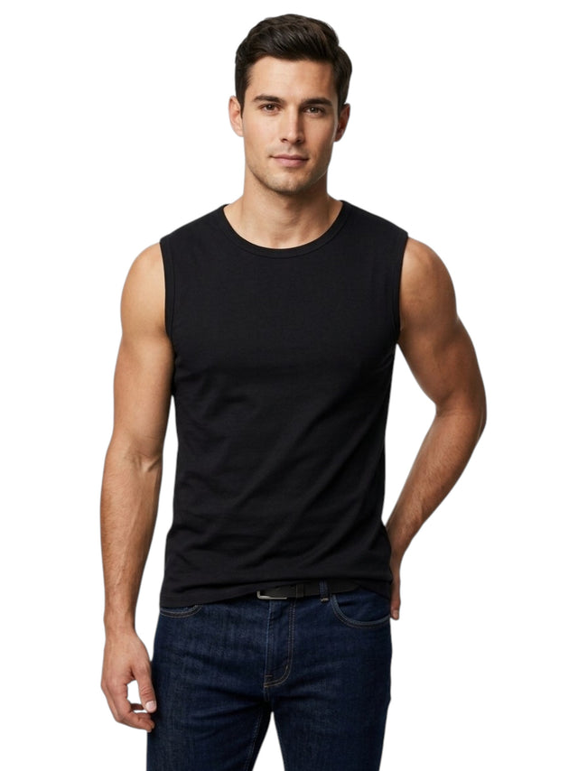 Image for Men's Plain Solid Tank Top,Black