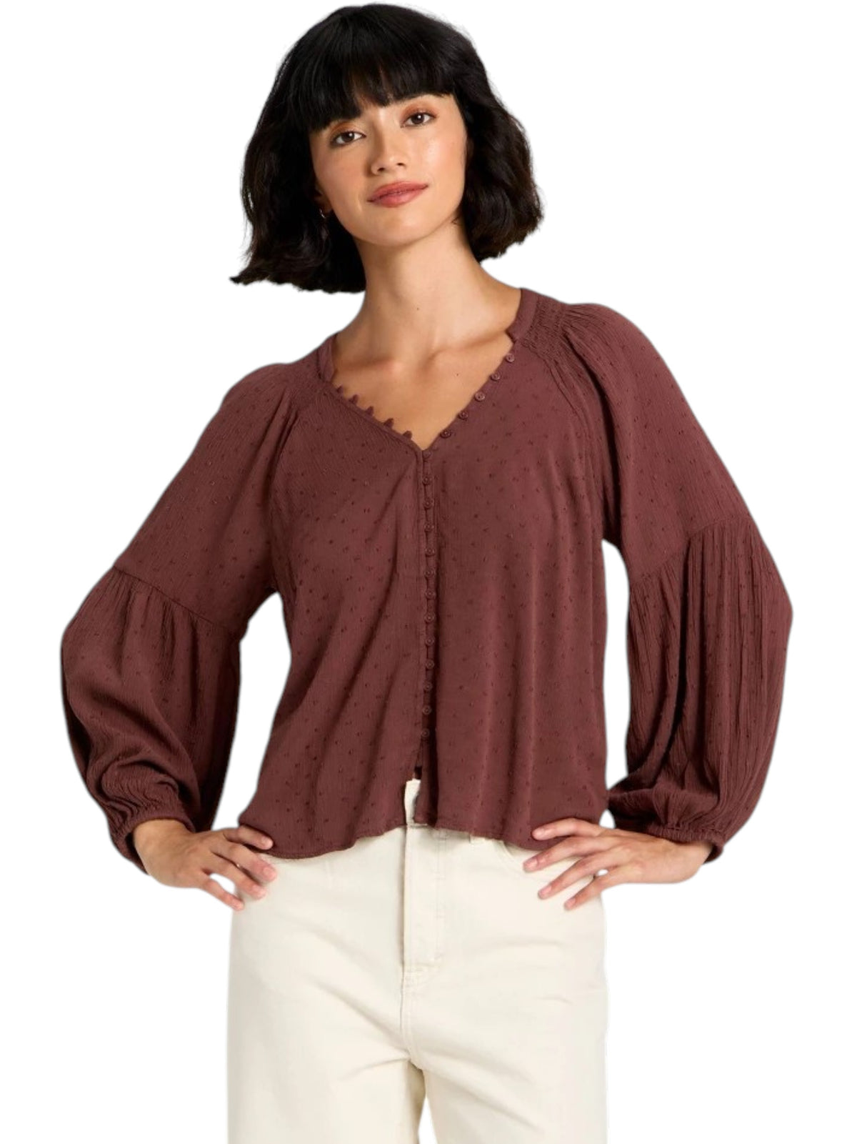 Image for Women's Textured Top,Brown