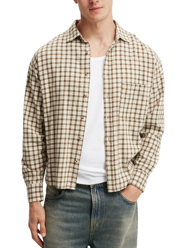 Image for Men's Printed Dress Shirt,Beige