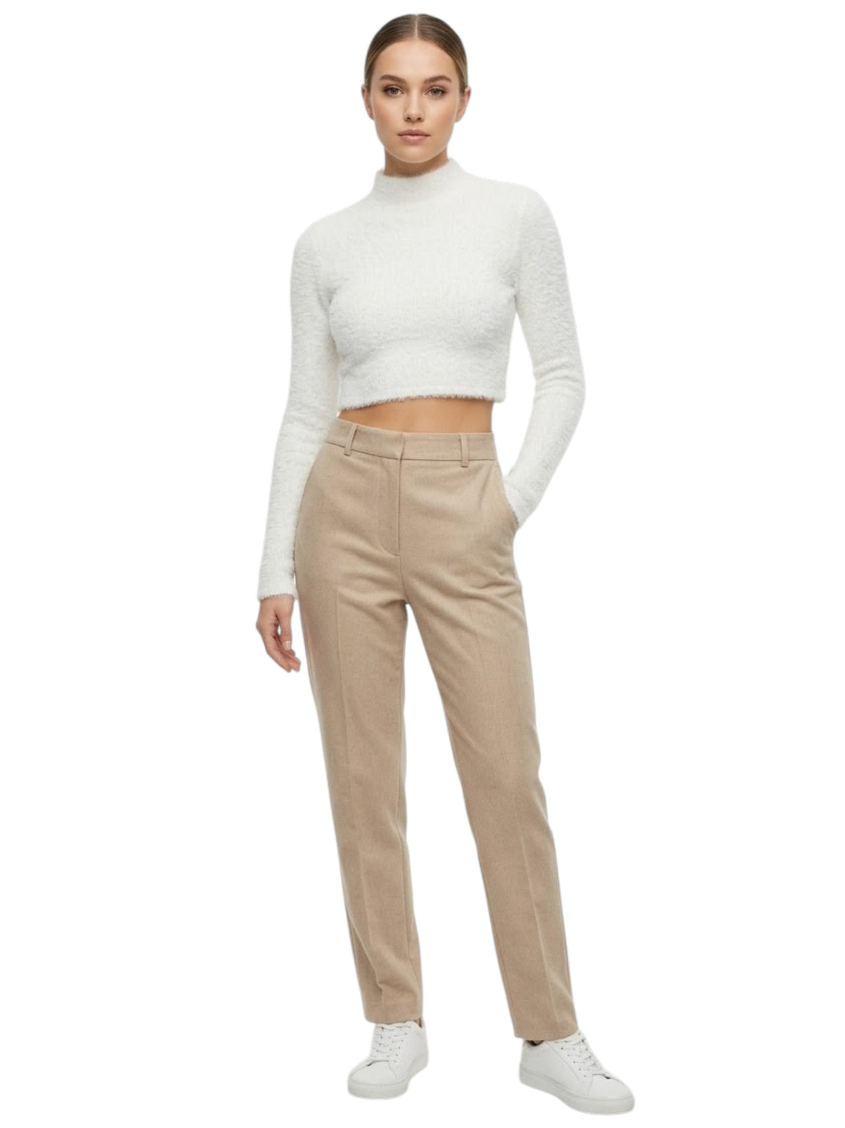 Image for Women's Plain Faux Fur Top,White