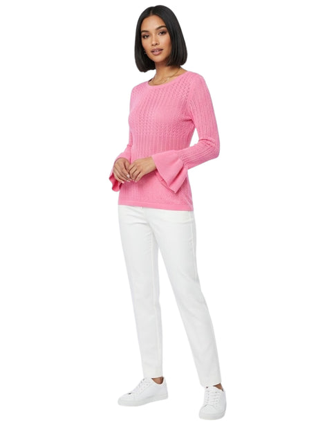 Image for Women's Textured Open Knitted Top,Pink