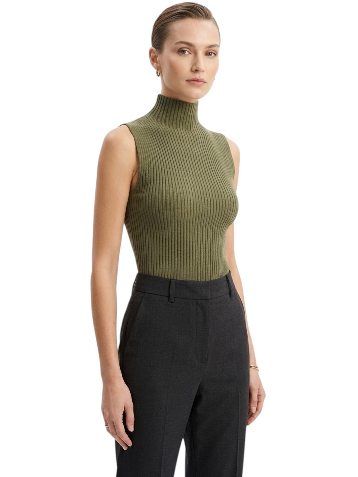 Image for Women's Ribbed Top,Olive