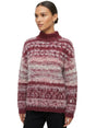 Image for Women's Embroidered Fux Fur Sweater,Burgandy