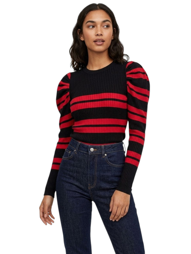 Image for Women's Striped Top,Red/Black