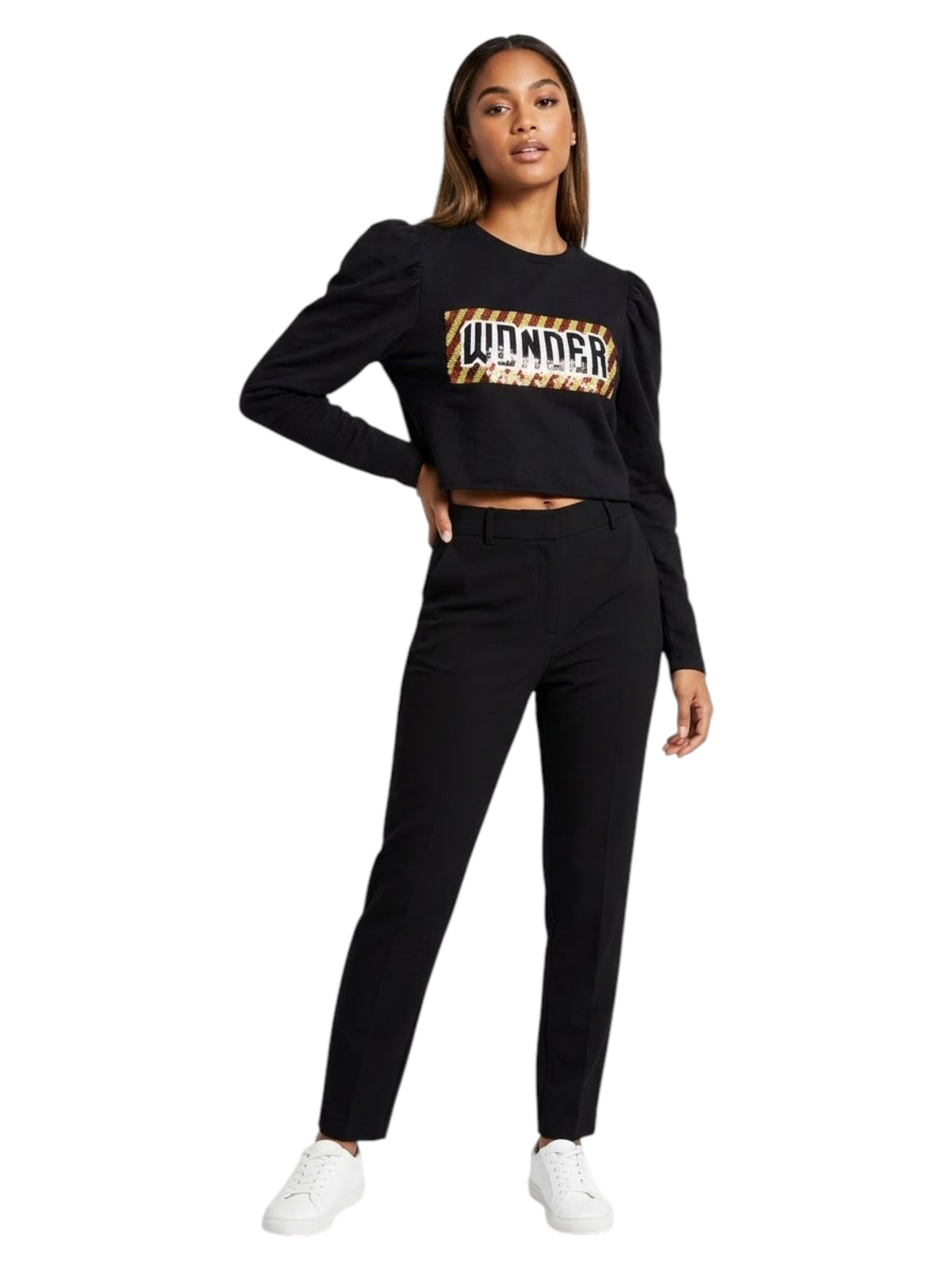 Image for Women's Printed Swearter,Black