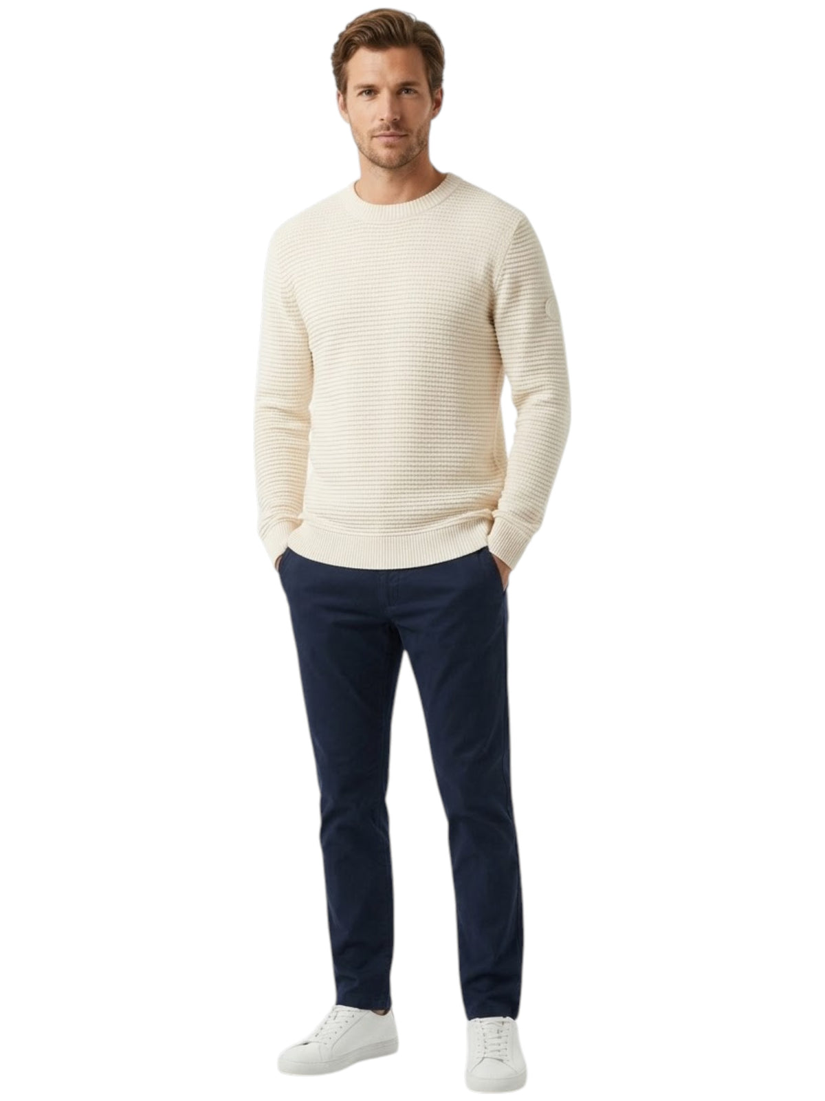 Image for Men's Textured Knitted Sweater,Light Beige