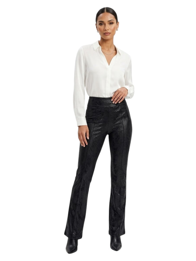 Image for Women's Printed Leather Pants,Black