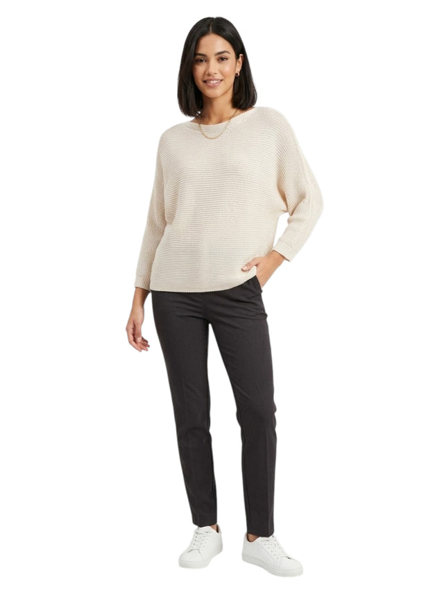 Image for Women's Textured Open Knitted Sweater,Beige