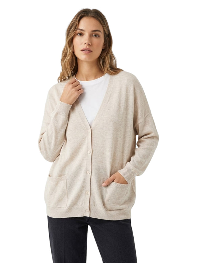Image for Women's Plain Cardigan,Beige