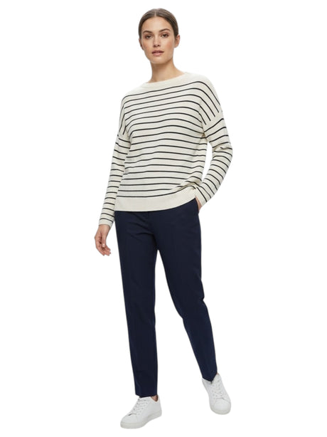 Image for Women's Striped Knited Sweater,White