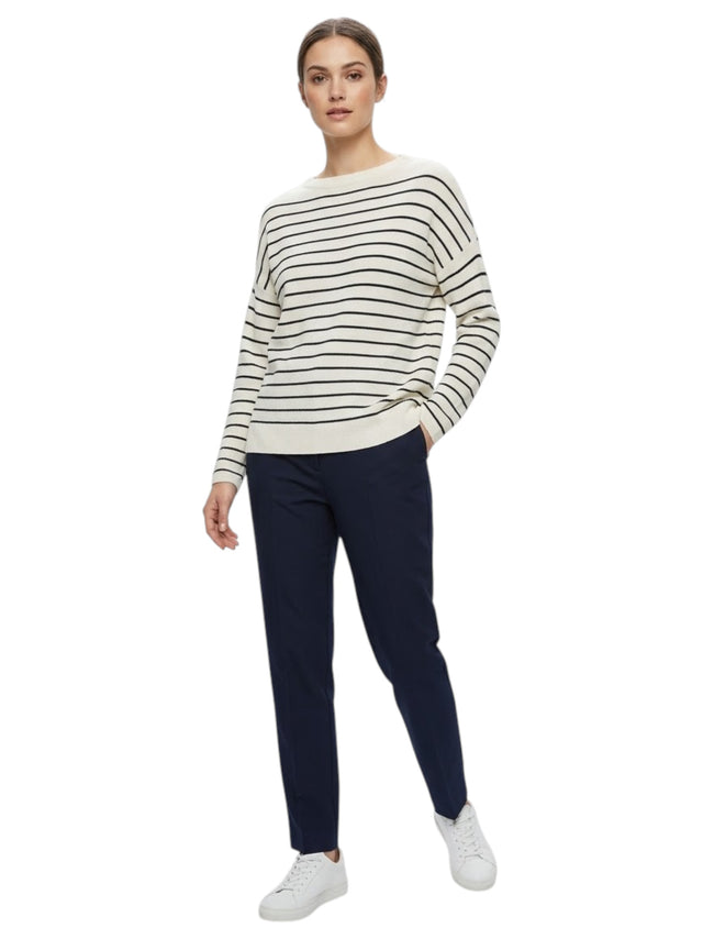 Image for Women's Striped Knited Sweater,White