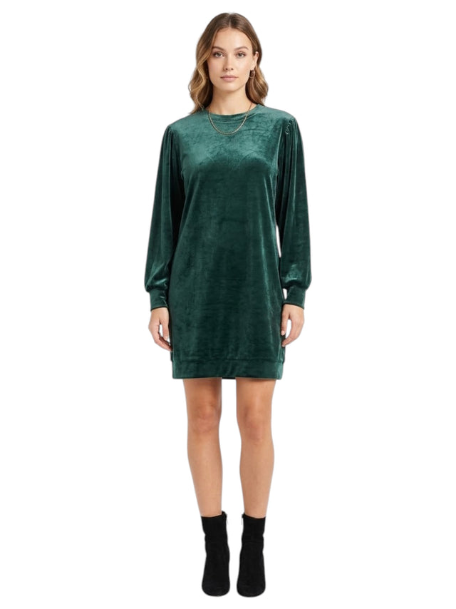 Image for Women's Plain Velvet Dress,Olive