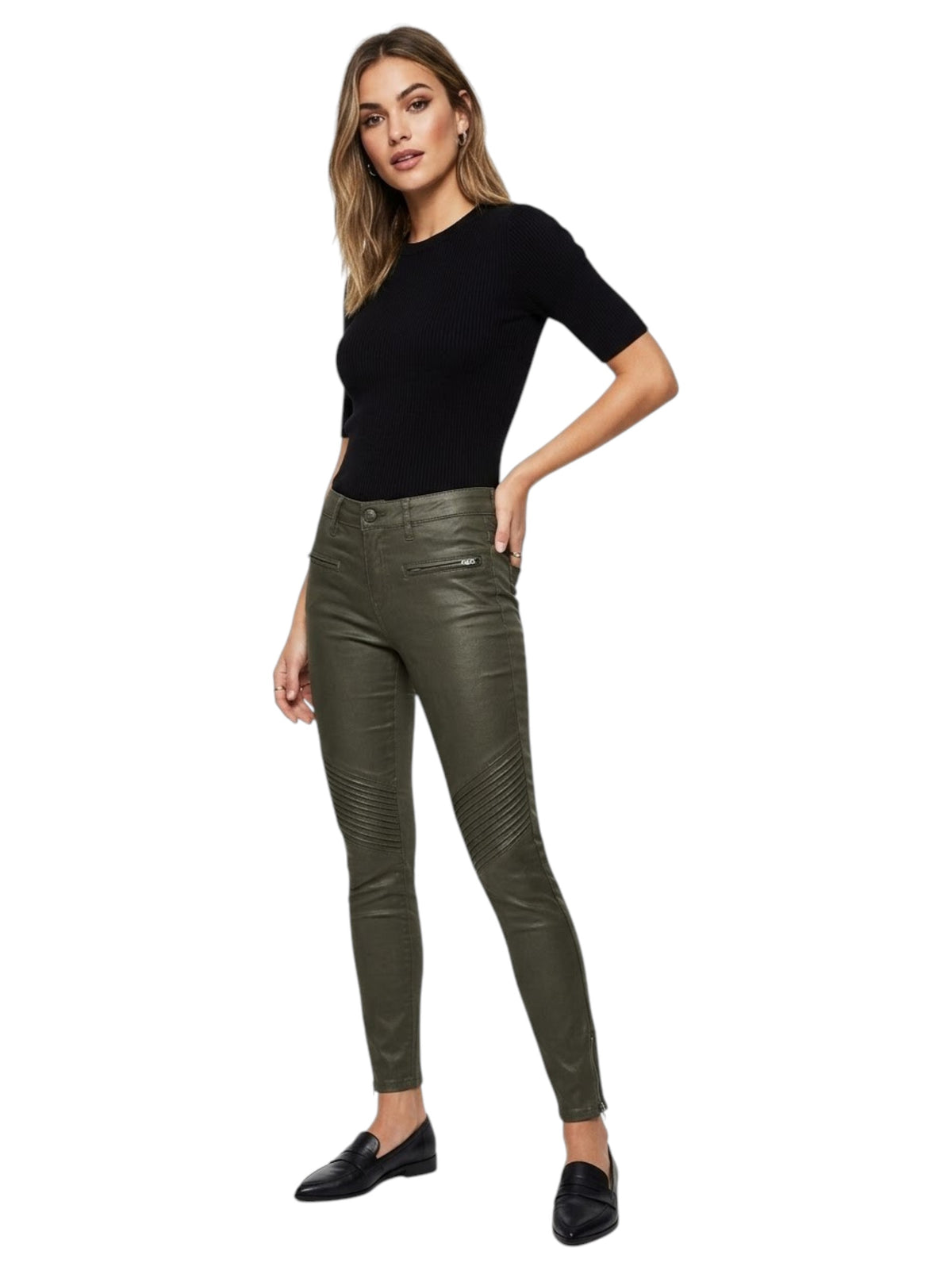 Image for Women's Leather Pants,Olive