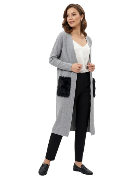 Image for Women's Plain Solid Cardigan,Grey