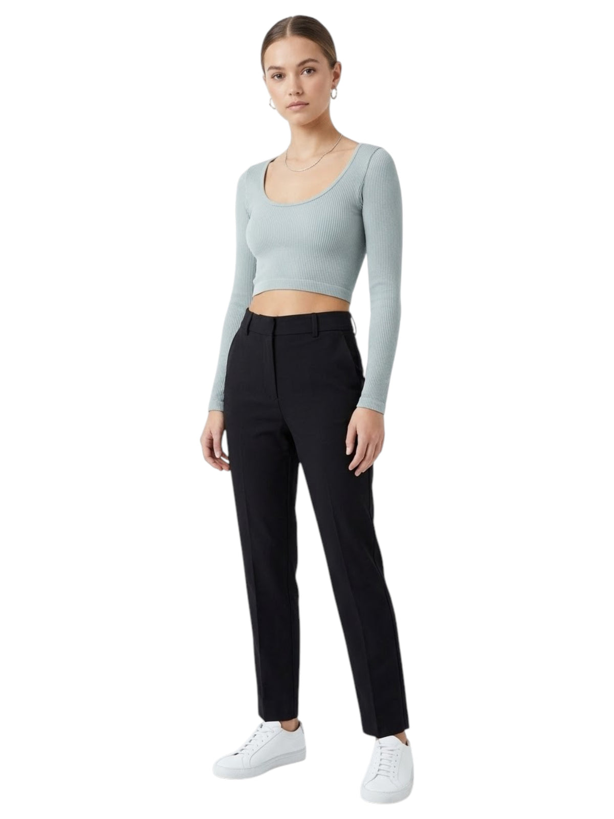 Image for Women's Ribbed Crop Top,Mint Green